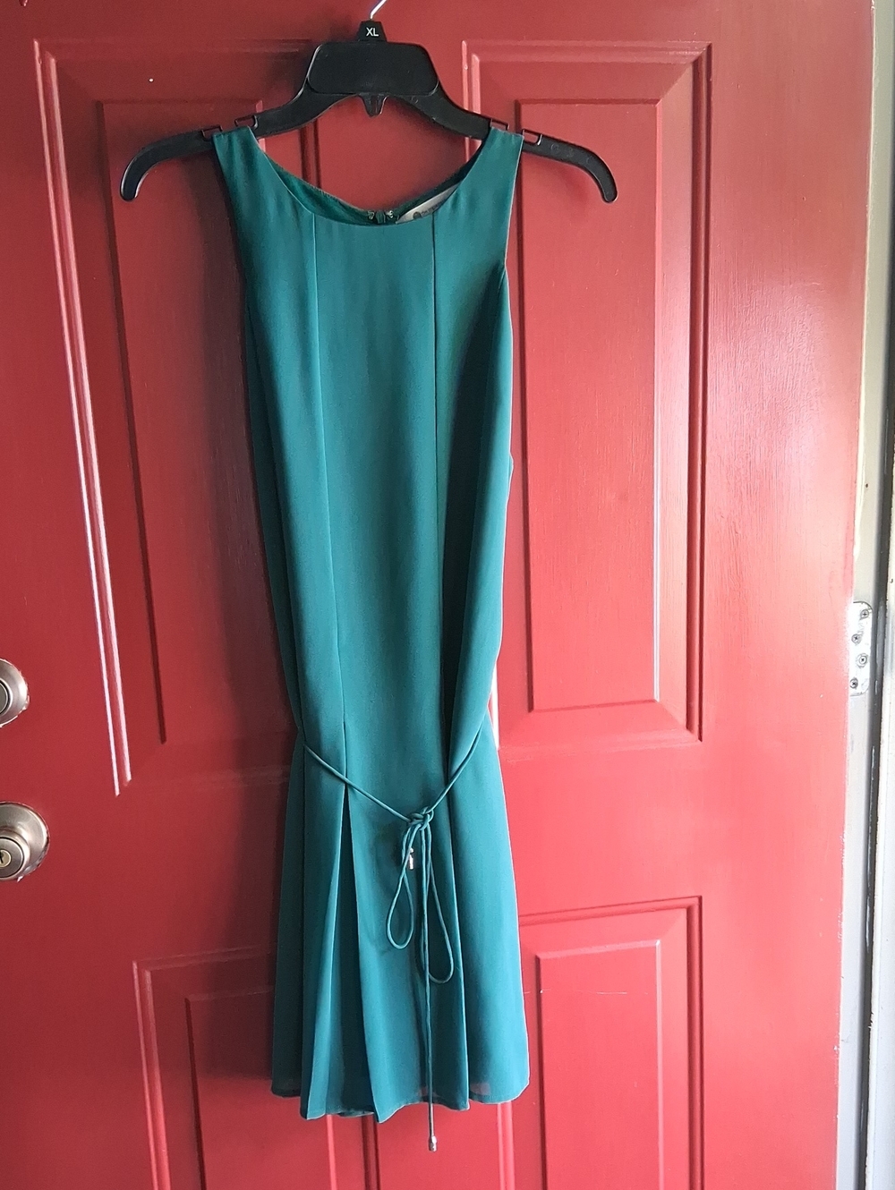 The Impeccable Pig Teal Sleeveless Tie-Waist Midi Dress